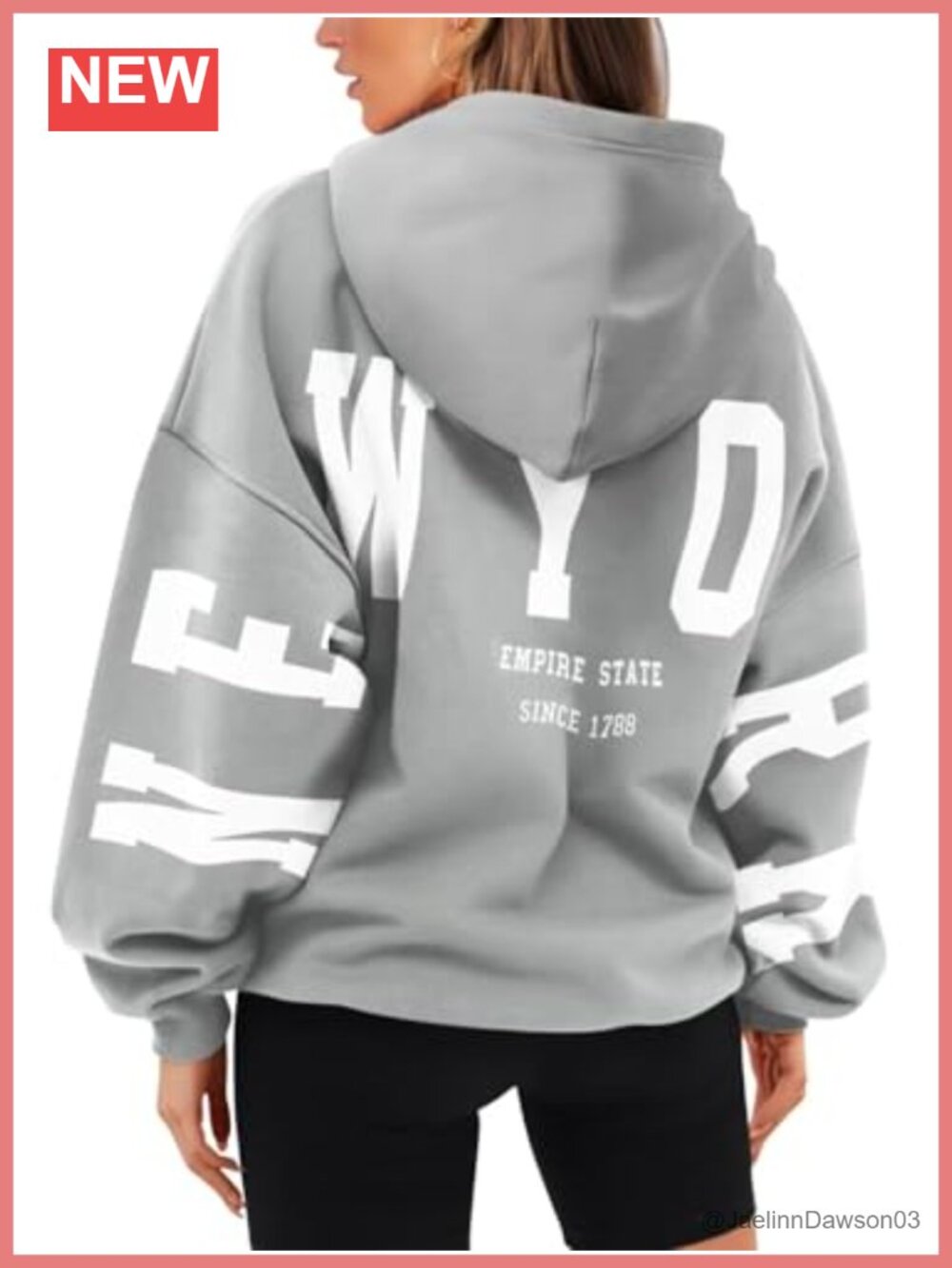 Oversized Fleece Hoodie Letter Print Pullover with Pocket